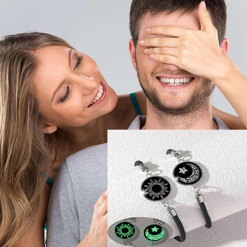 Pack de 2 pulseras de Sol y Luna: joyas luminosas para parejas que buscan el amor a distancia