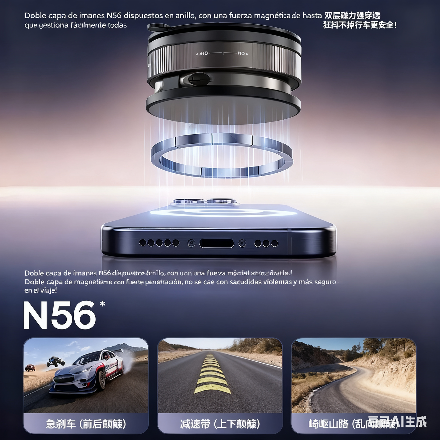 🔥Oferta por tiempo limitado🔥Soporte para teléfono con ventosa para navegación con control central de coche, magnético, multifuncional, portátil