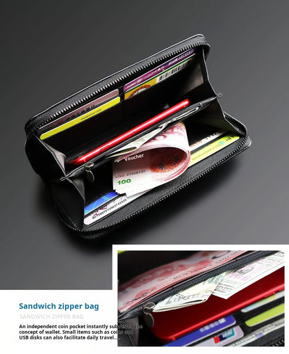 Nueva cartera de cuero de negocios para hombre