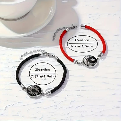 Pack de 2 pulseras de Sol y Luna: joyas luminosas para parejas que buscan el amor a distancia